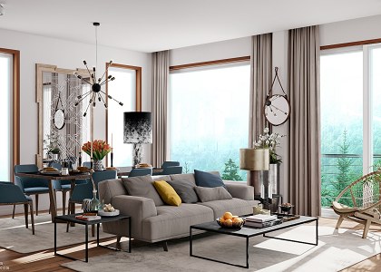 Gaurav Kumar | Living+Dining Day Prespective by Gaurav Kumar