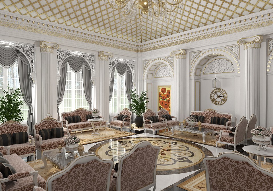 LIVING ROOM CLASSIC STYLE | vray render by AHMED TAHA