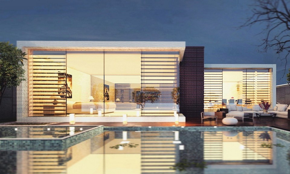Modern Villa Design & VISOPT | pool shot - Vray render by AHMED MOHAMED