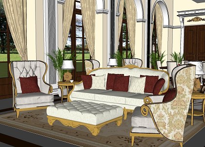 Classic Living Room | sketchup wiev