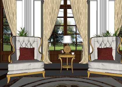 Classic Living Room | sketchup wiev