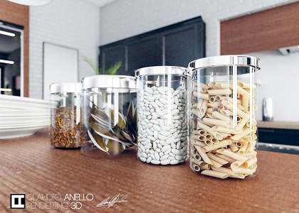 MInimal rustic kitchen | rendering 3D - details