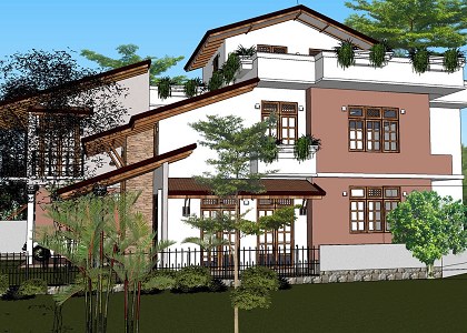 2 STORY MODERN VILLA | sketchup view