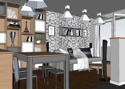 Gold horseshoe Apartment | design and visualization by Michal Slusarczyk