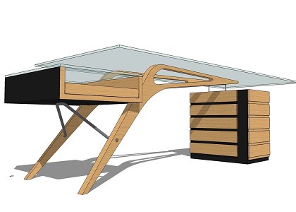 Zanotta Cavour Writing Desk | free sketchup office 3d model Zanotta Cavour Writing Desk -sketchup extract