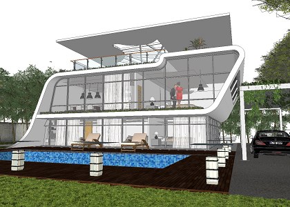 SMALL MODERN VILLA & VISOPT | 3D model by Yehia El Hussiny - SketchUp view 1