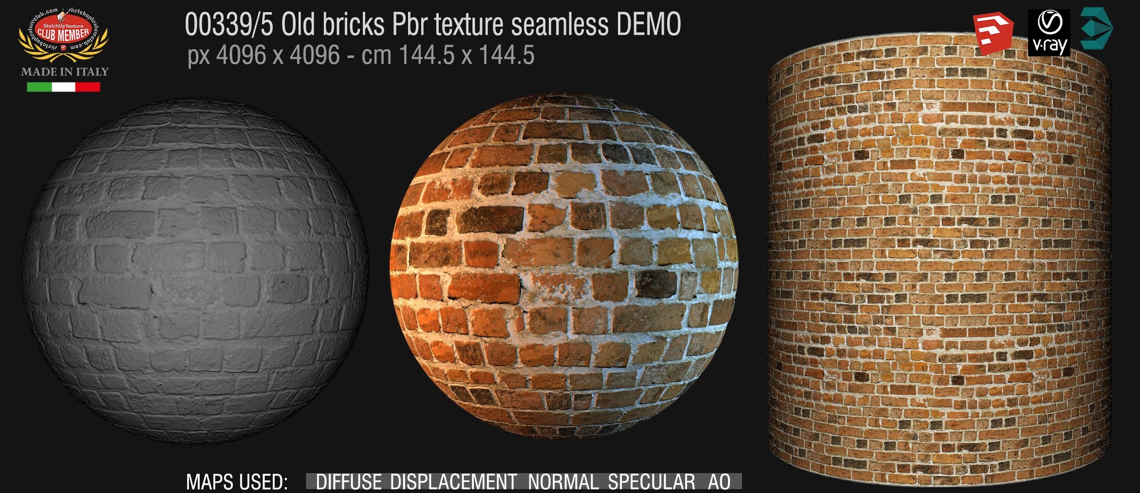 00339_5 Old bricks Pbr texture seamless DEMO