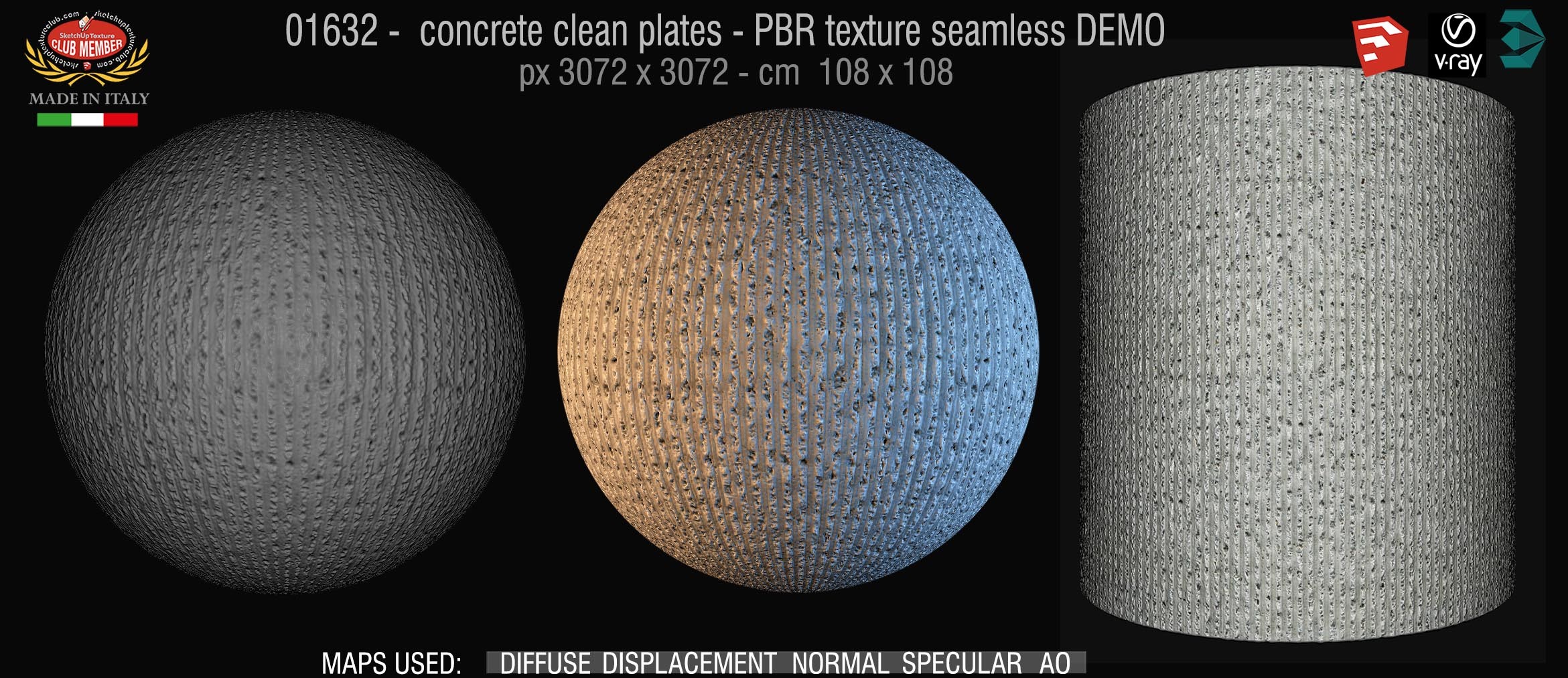 01632 concrete clean plates wall PBR texture seamless DEMO