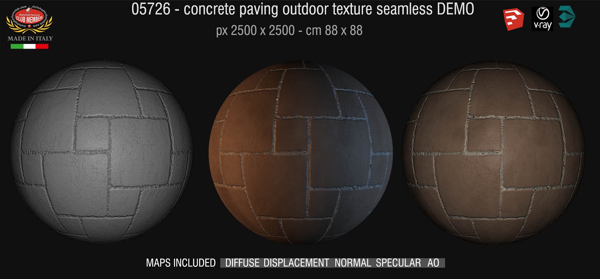 05726 HR Paving outdoor concrete regular block texture + maps DEMO