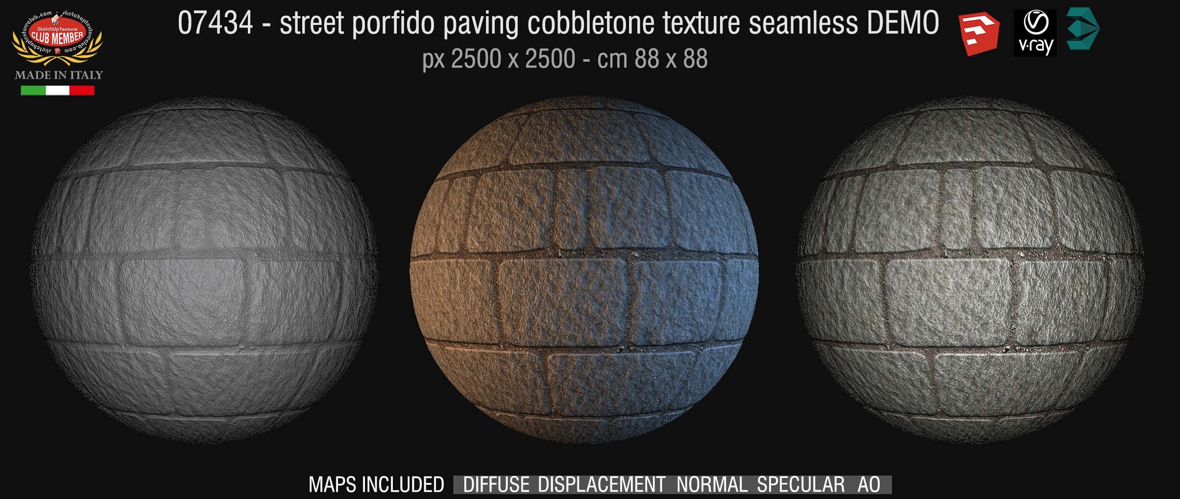 07434 HR Street porfido paving cobblestone texture + maps DEMO
