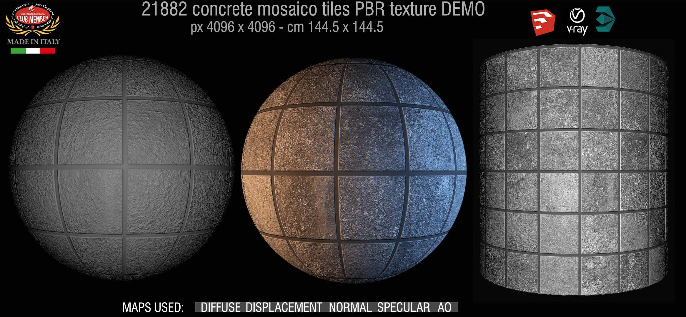 21882 concrete mosaico tiles PBR texture seamless DEMO