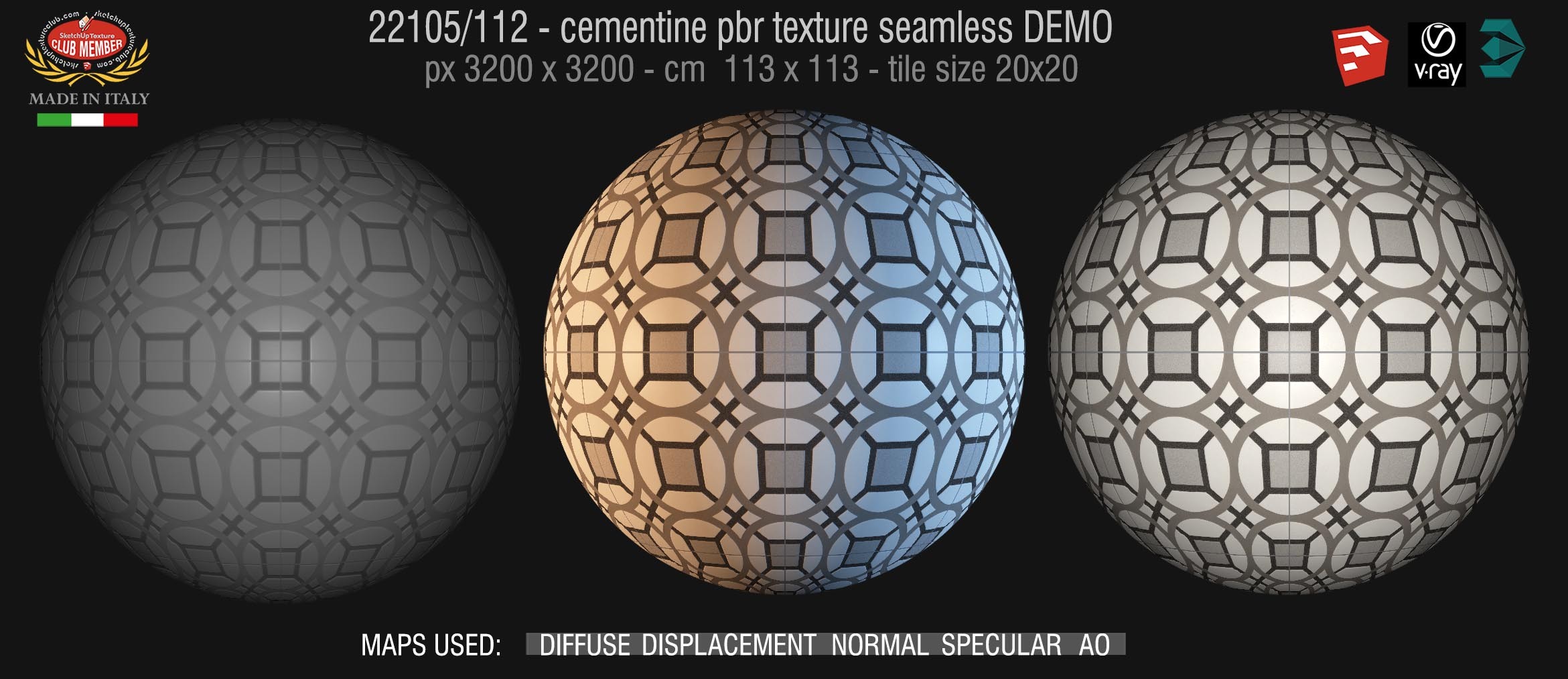 22105/112 cementine tiles Pbr texture seamless DEMO - D_Segni Concrete Look by Marazzi