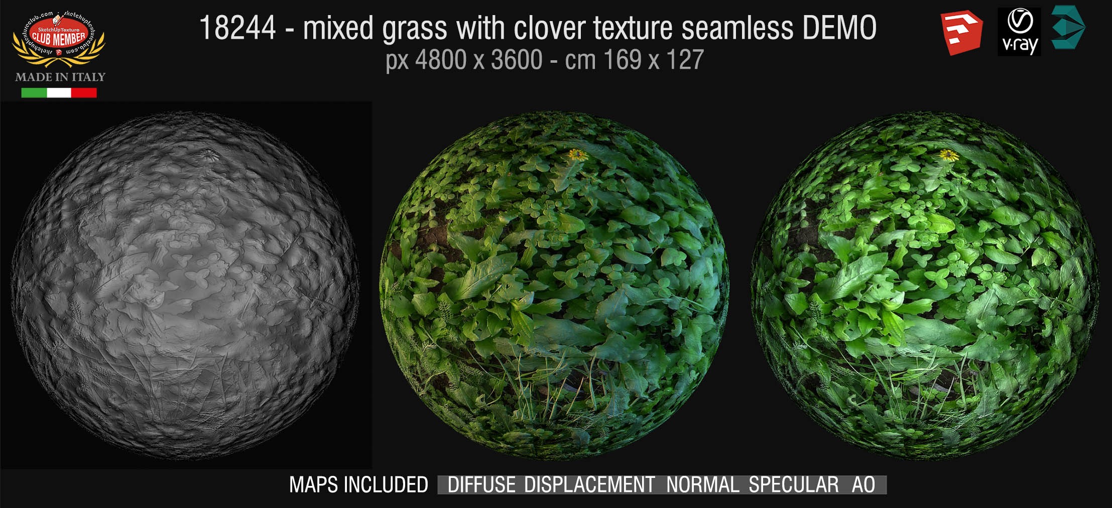18244 HR Mixed grass with clover texture + maps DEMO