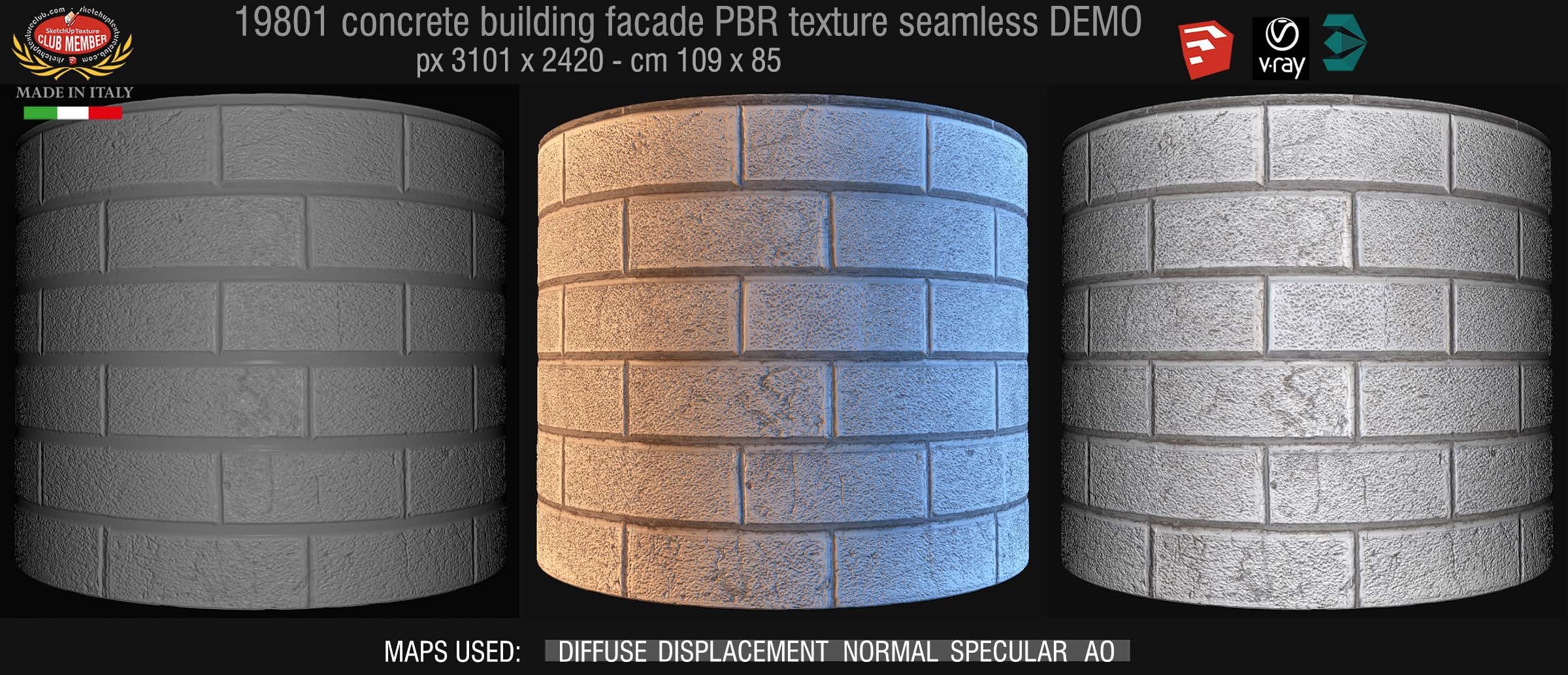 19801 concrete building facade white painted 20th century PBR texture demo