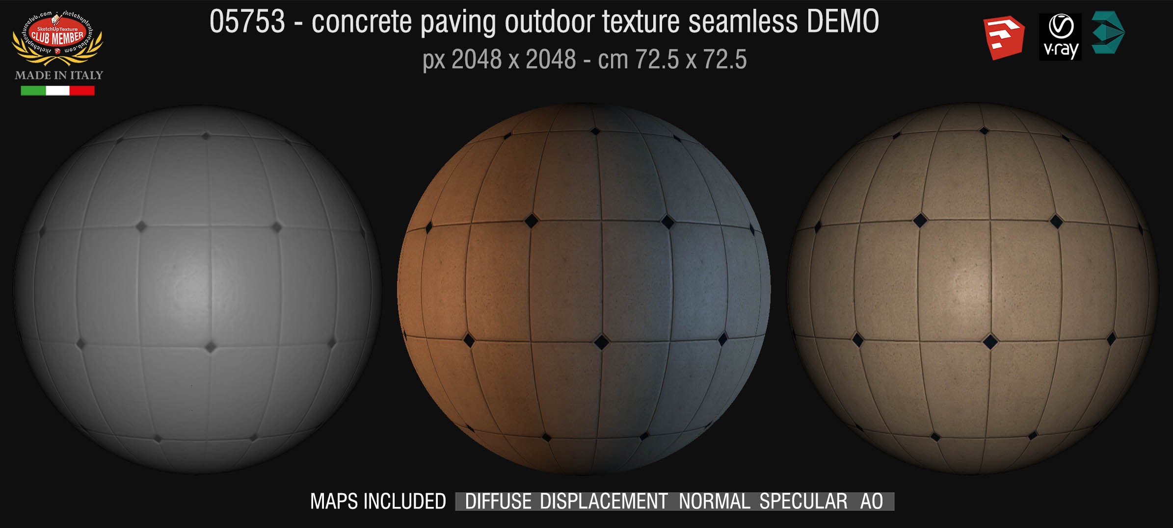 05753 HR Paving outdoor concrete regular block texture + maps DEMO