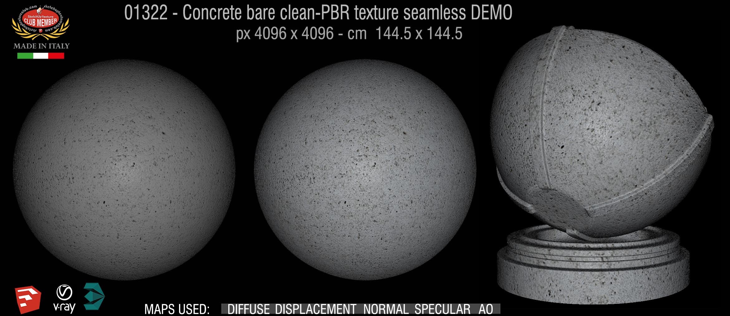 01322 Concrete bare clean-PBR texture seamless DEMO