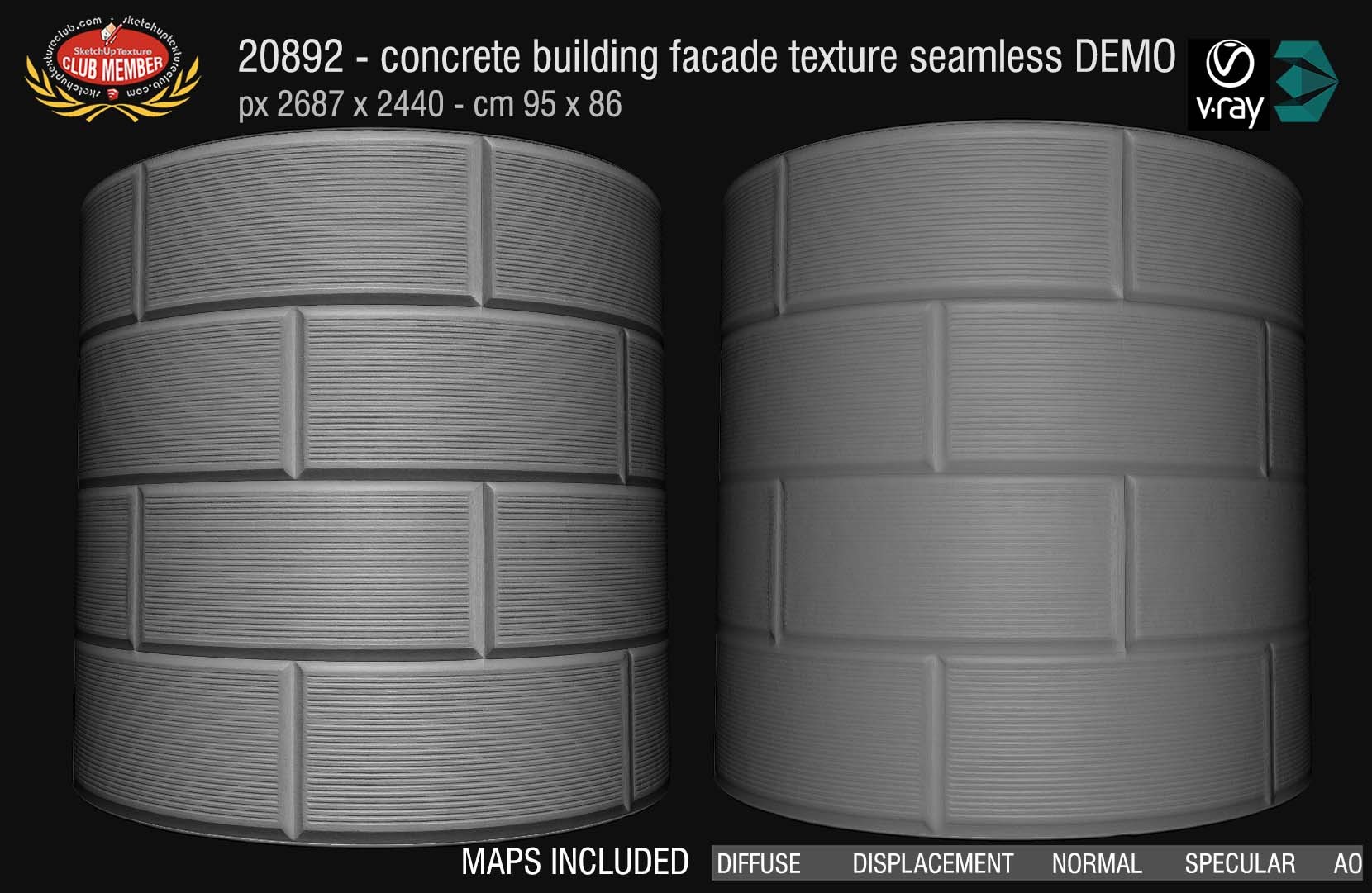 CLICK TO ENLARGE - 20892 Concrete building facade texture + MAPS demo