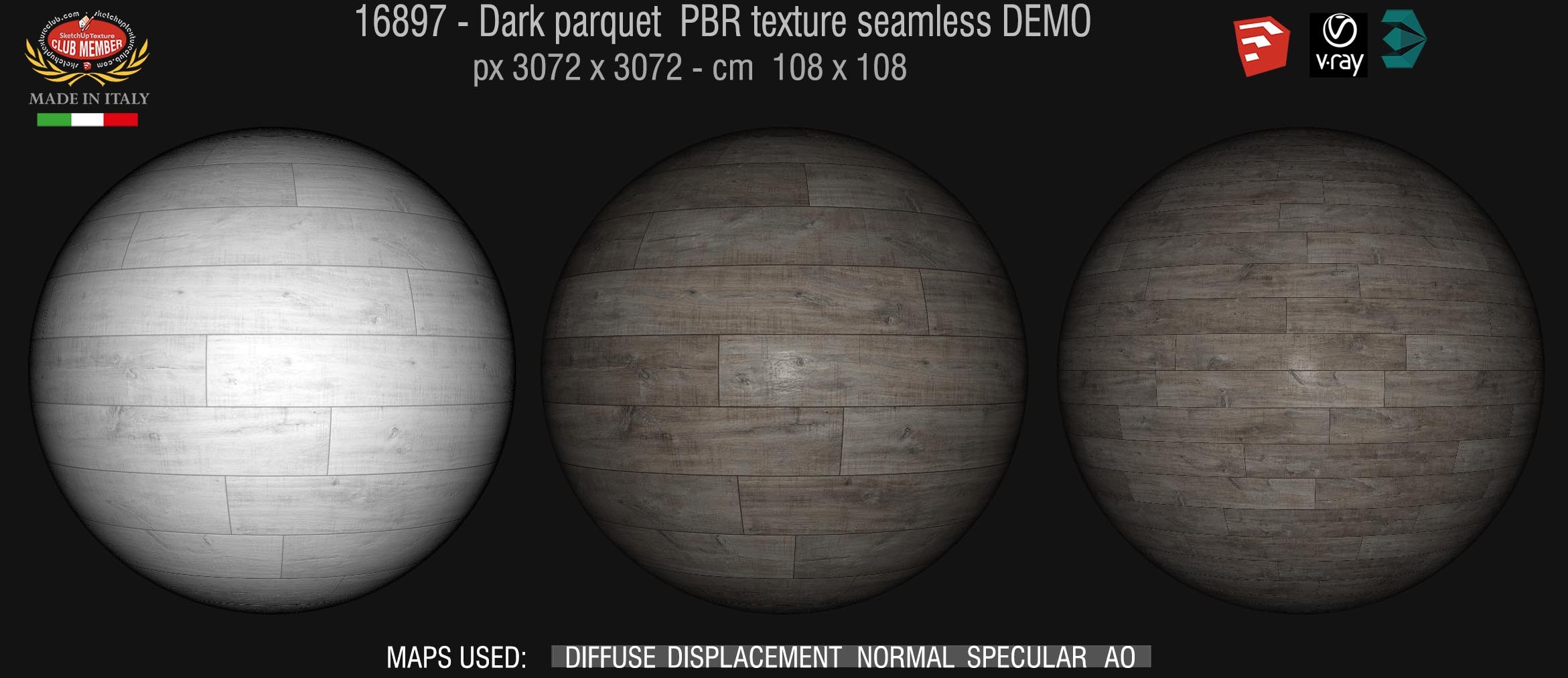 16897 Dark parquet PBR texture seamless DEMO