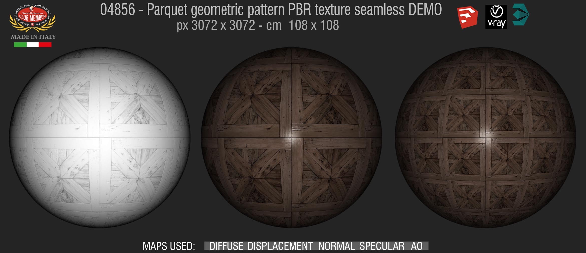 04856 Parquet geometric pattern PBR texture seamless DEMO