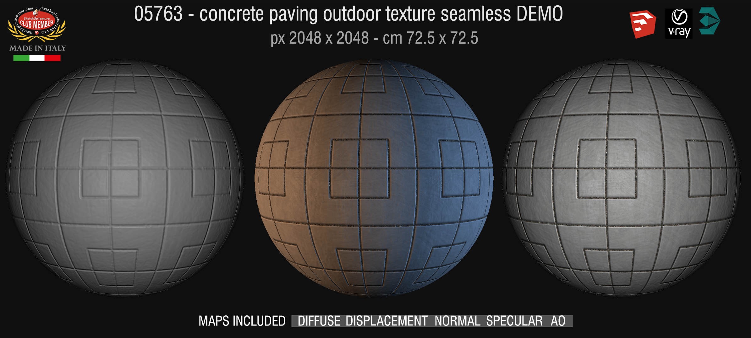 05763 HR Paving outdoor concrete regular block texture + maps DEMO