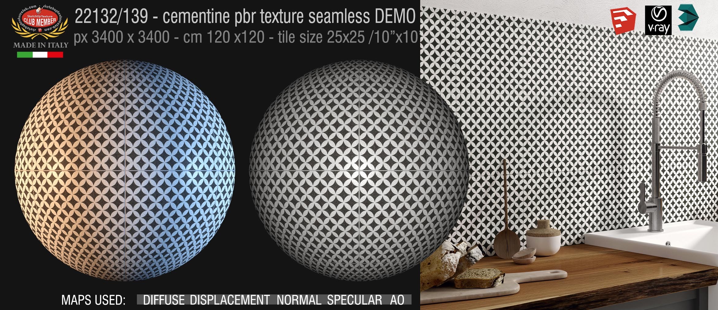 22132/139 cementine tiles Pbr seamless texture DEMO - porcelain stoneware concrete look