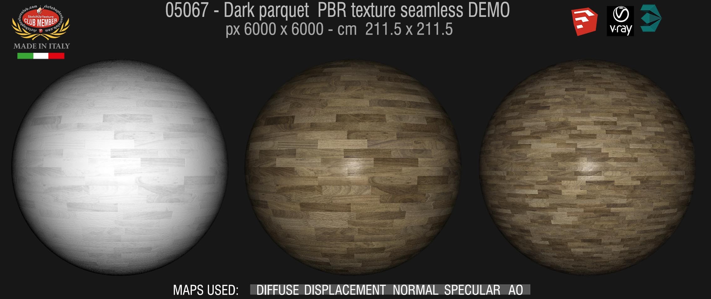 05067 Dark parquet PBR texture seamless DEMO