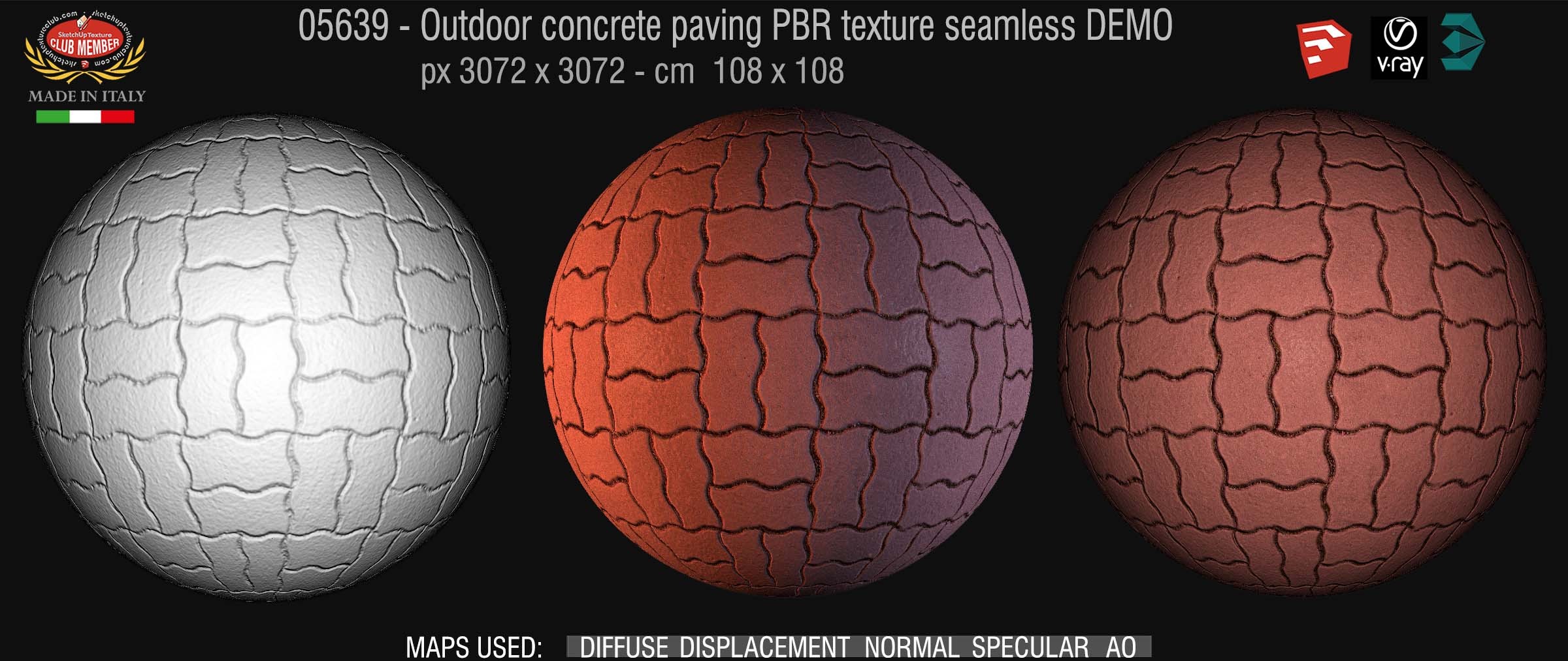 05639 Paving outdoor concrete regular block PBR texture seamless DEMO
