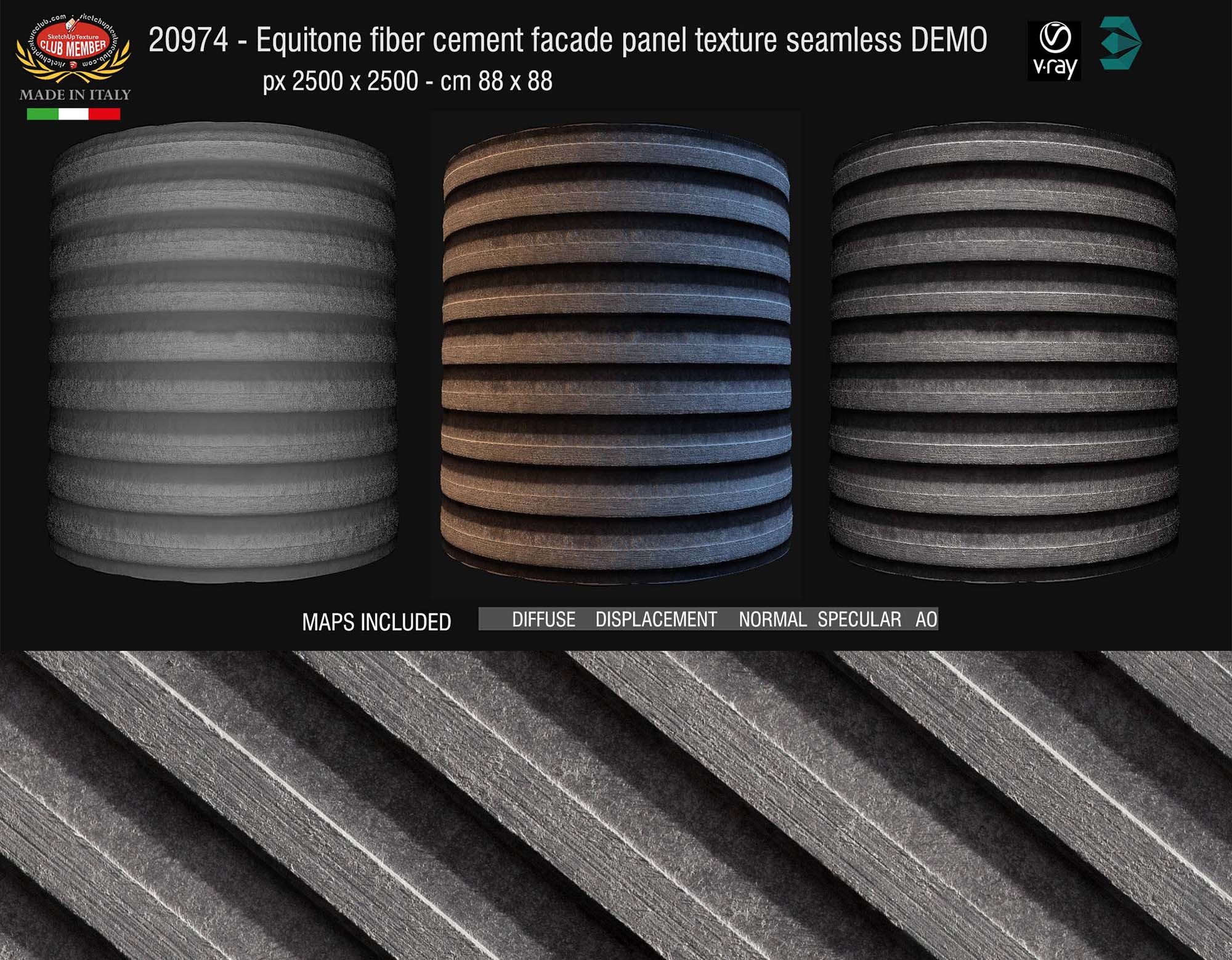 CLICK TO ENLARGE Equitone fiber cement facade panel texture + maps DEMO