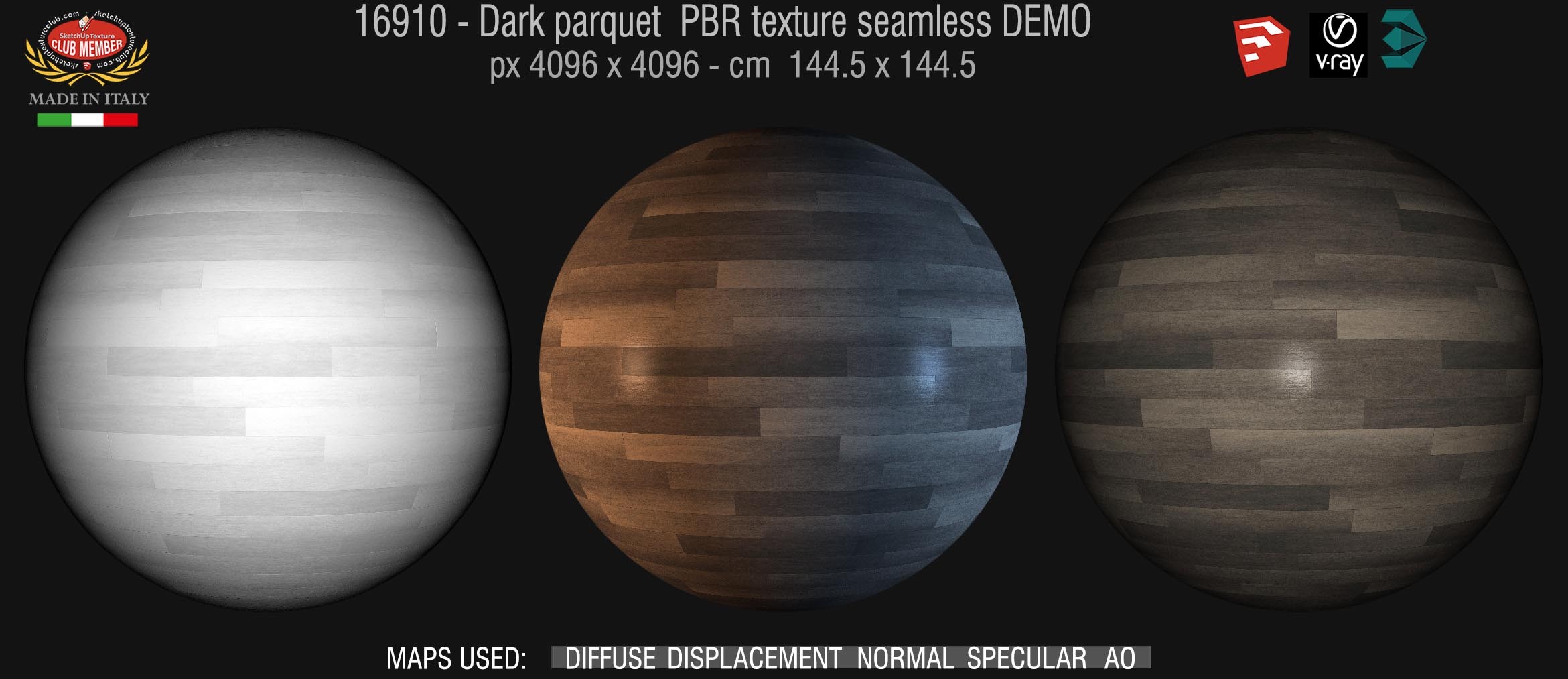 16910 Dark parquet PBR texture seamless DEMO