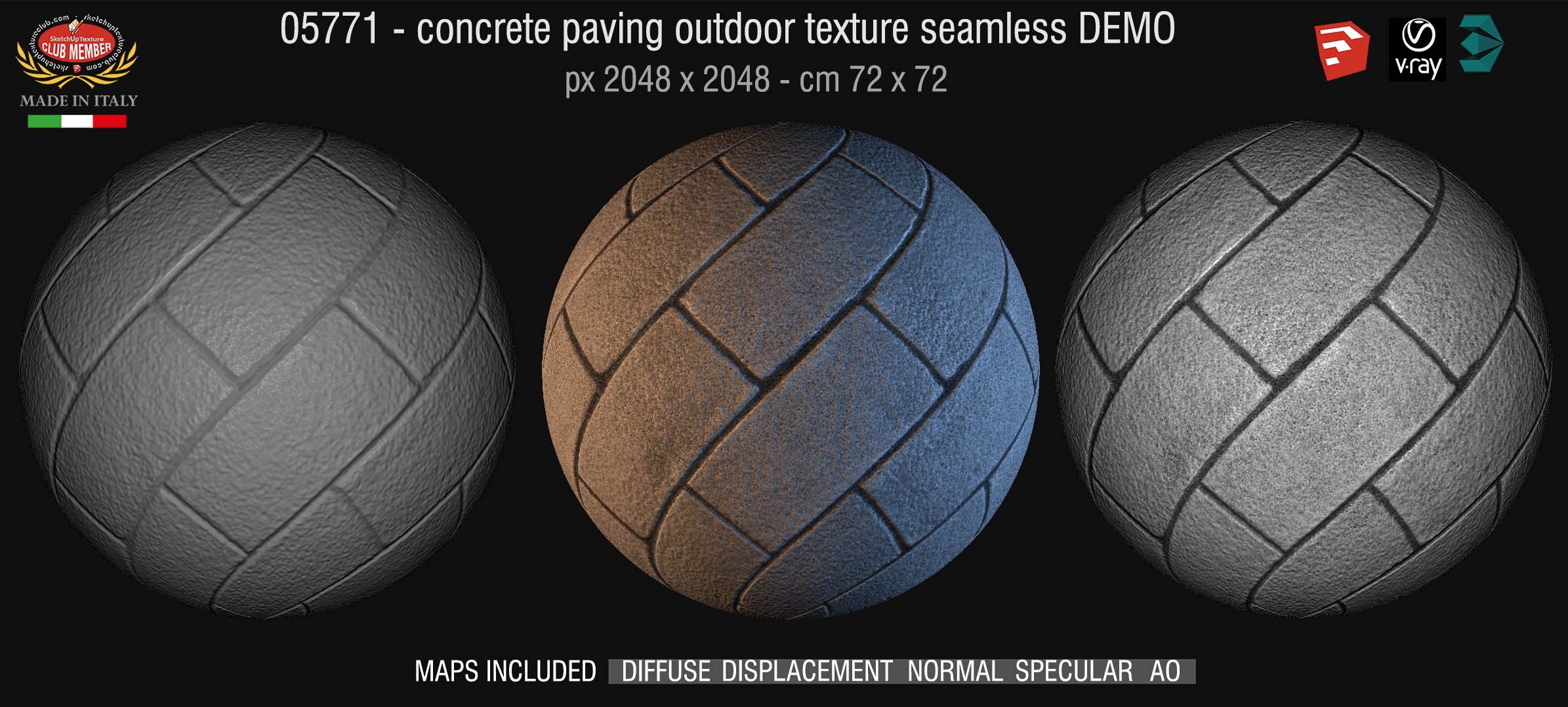 05771 HR Paving outdoor concrete regular block texture + maps DEMO