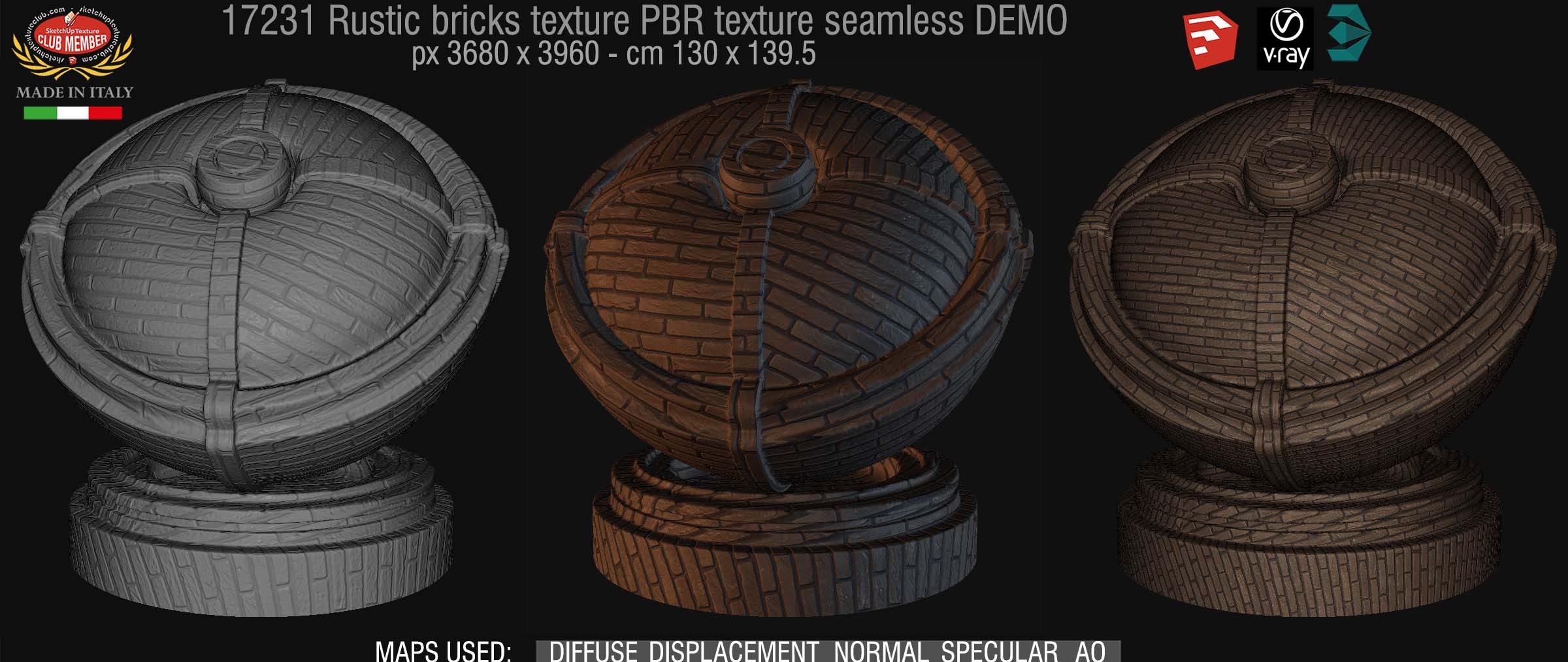 17231 rustic bricks PBR texture seamless DEMO