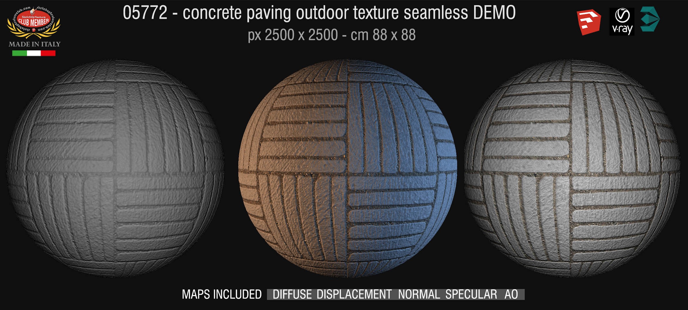 05772 HR Paving outdoor concrete regular block texture + maps DEMO