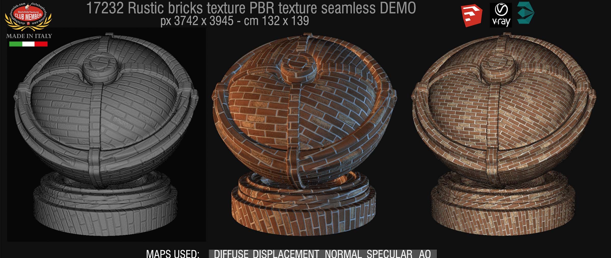 17232 Rustic bricks PBR texture seamless DEMO