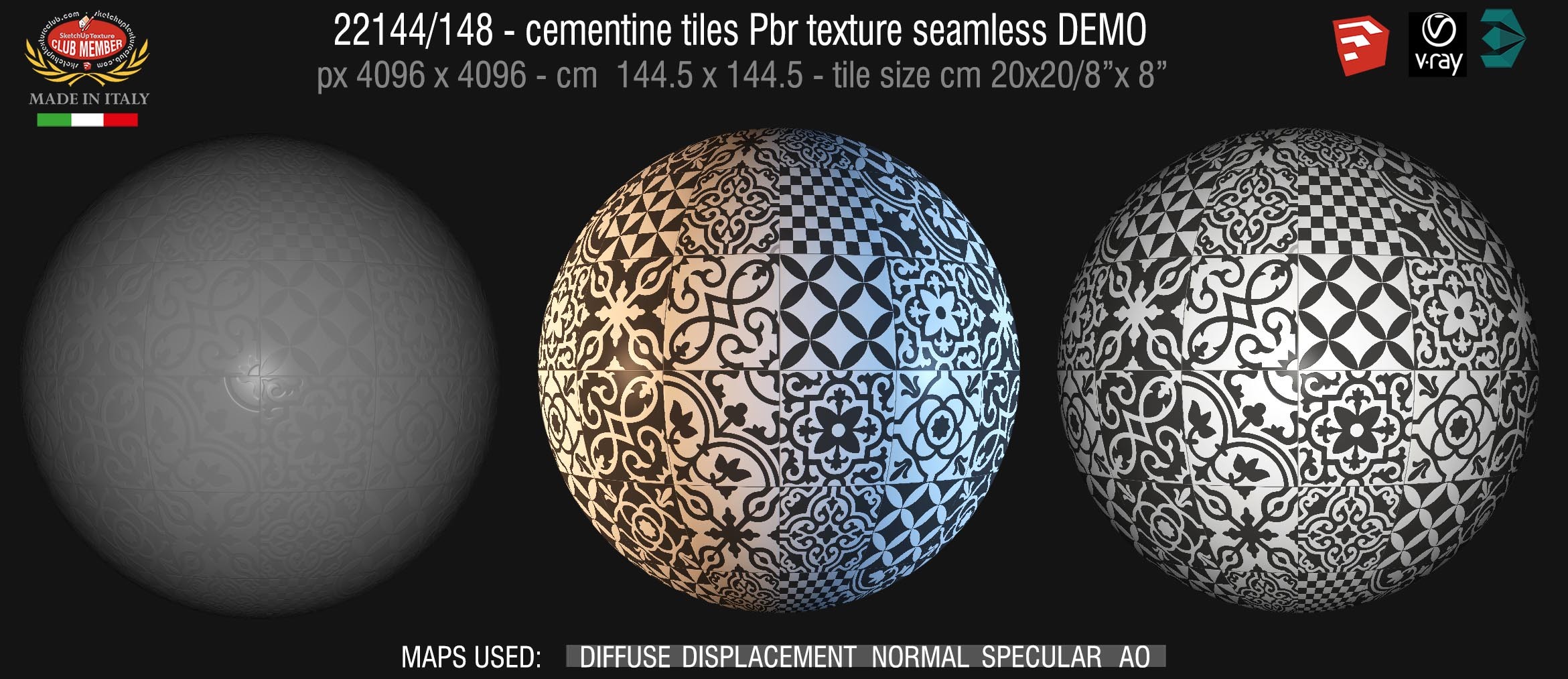 22144/148 cementine tiles Pbr texture seamless DEMO - Contrasti by RAGNO