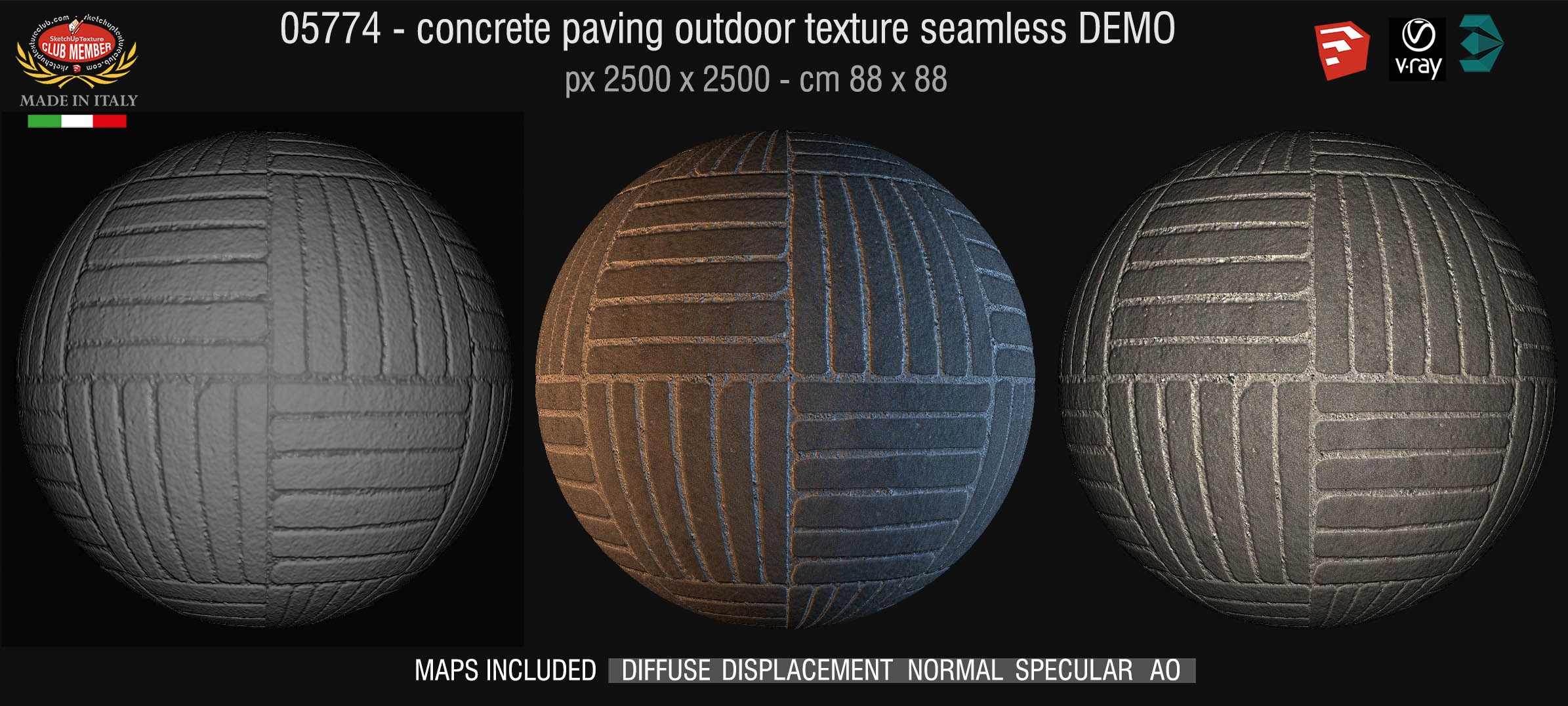 05774 HR Paving outdoor concrete regular block texture + maps DEMO