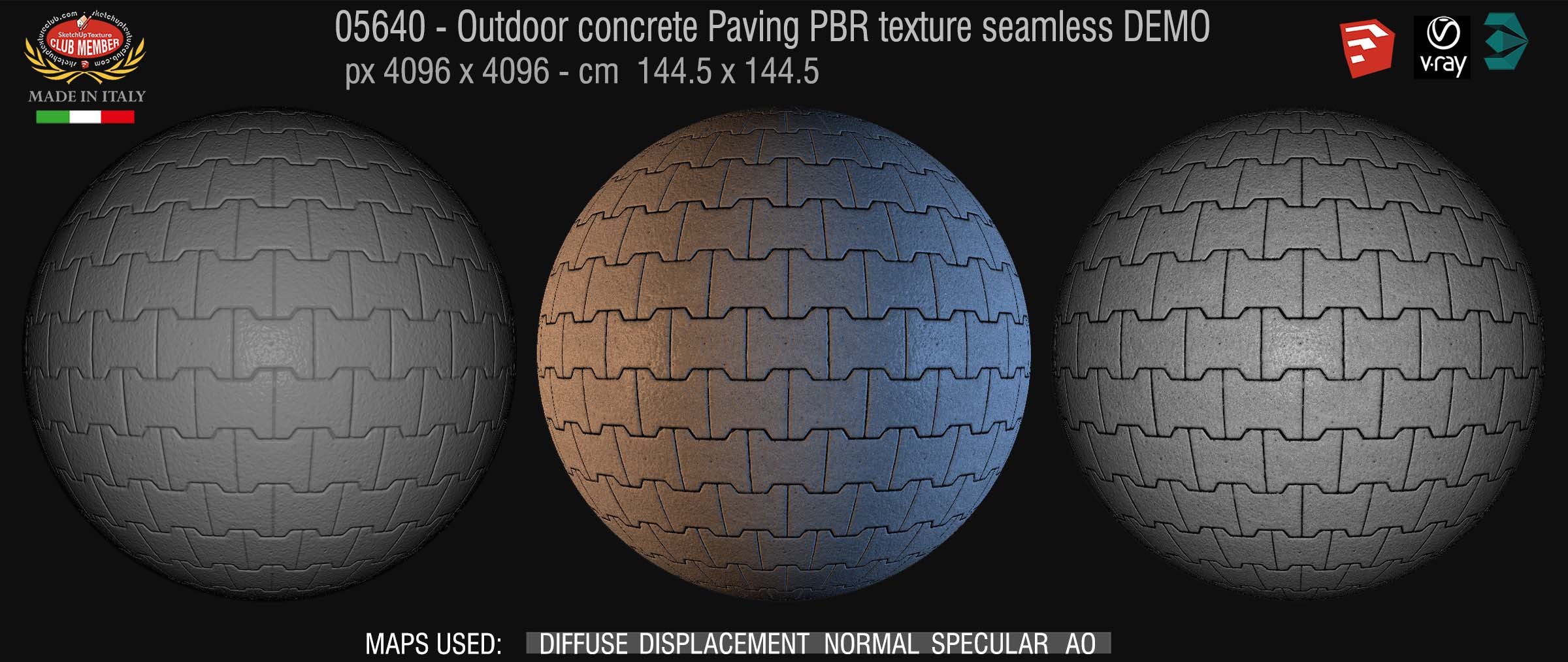 05640 Paving outdoor concrete regular block PBR texture seamless DEMO