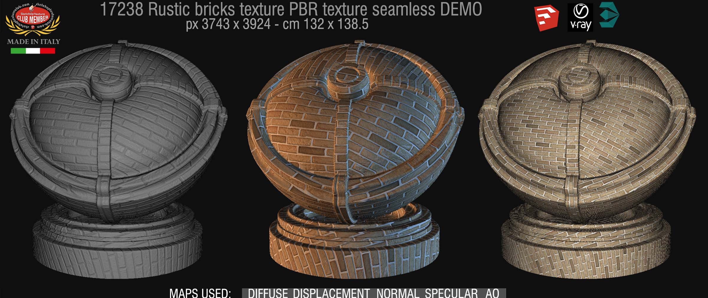17238 Rustic bricks PBR texture seamless DEMO