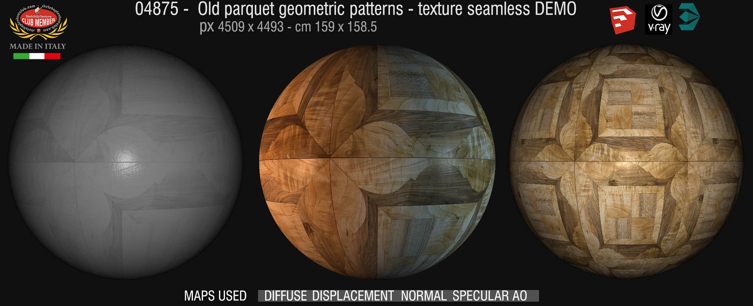 04875 old Parquet geometric pattern texture seamless + maps DEMO