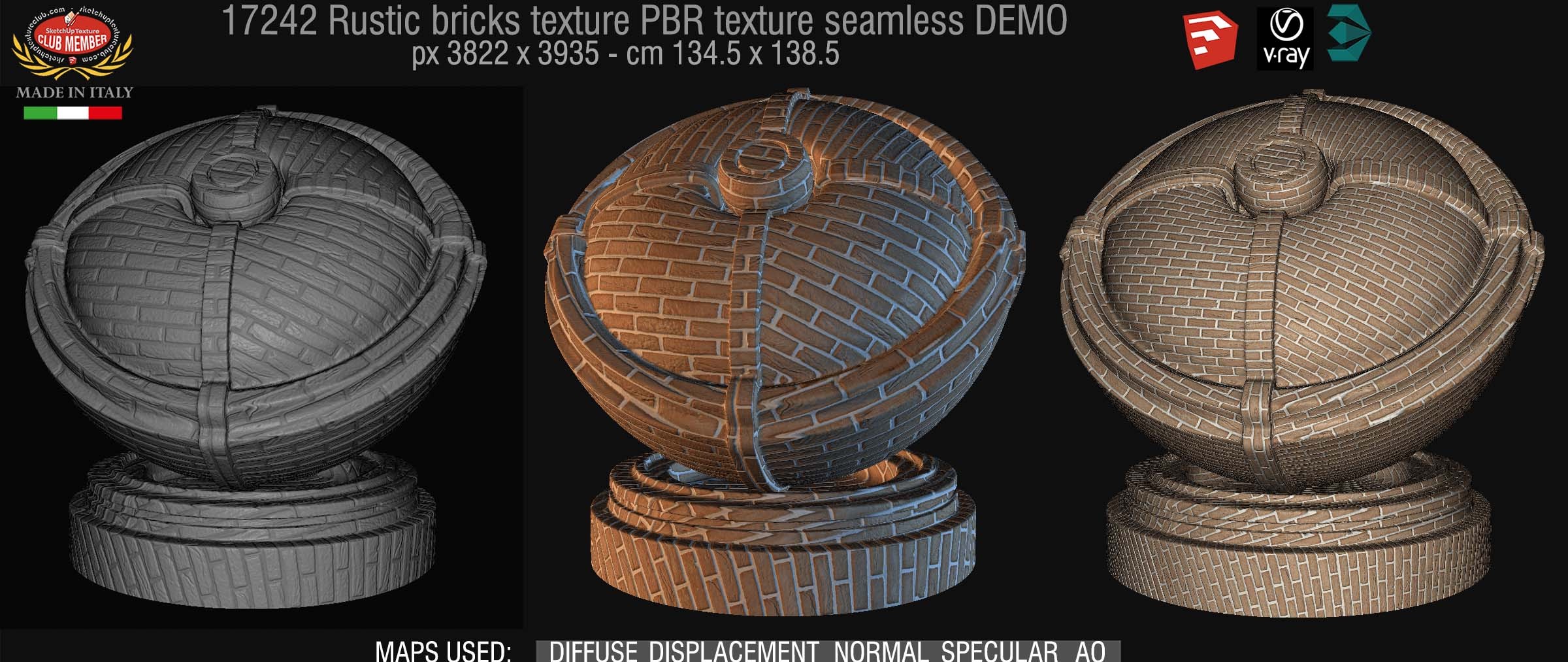 17242 Rustic bricks PBR texture seamless DEMO