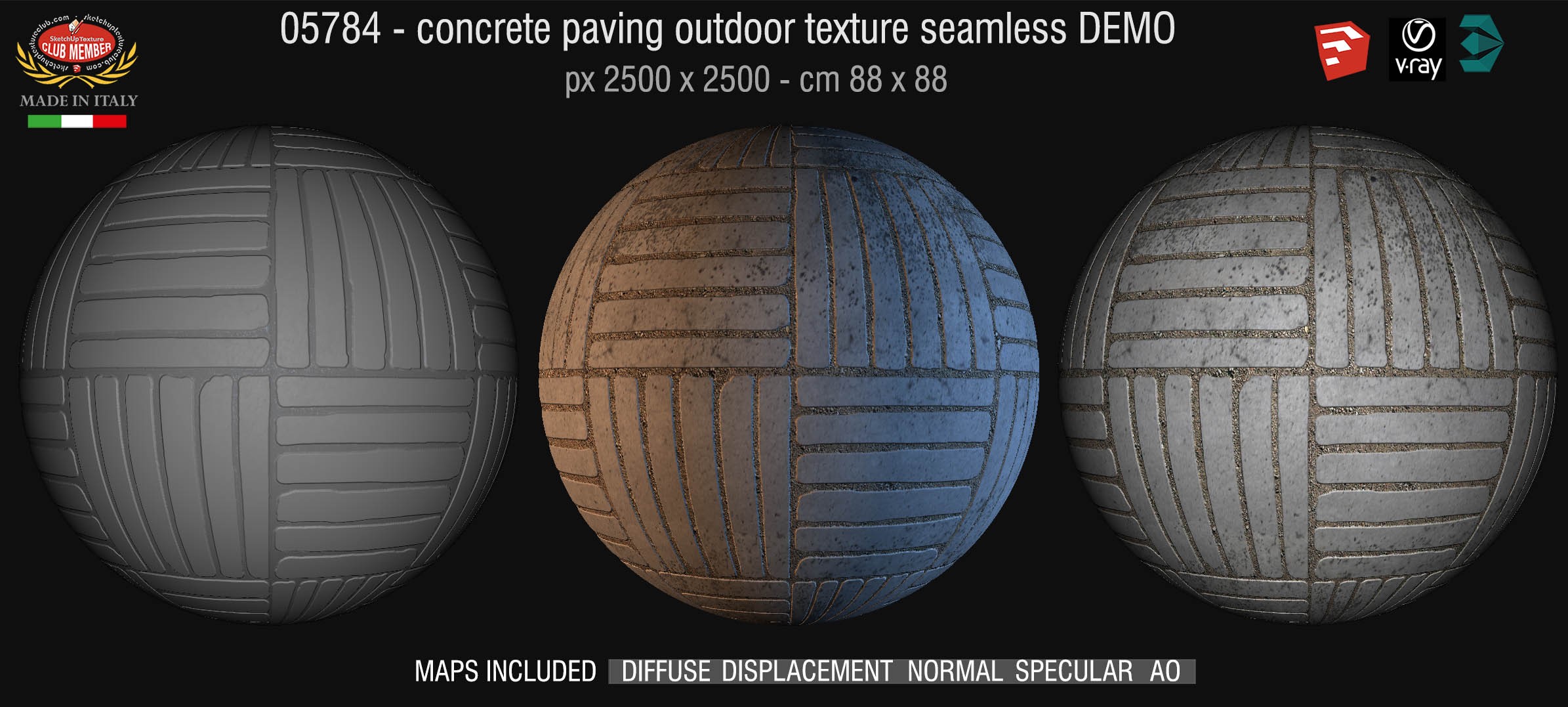 05784 HR Paving outdoor concrete regular block texture + maps DEMO
