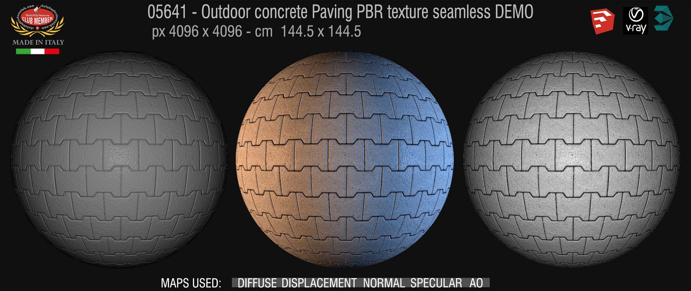 05641 Paving outdoor concrete regular block PBR texture seamless DEMO