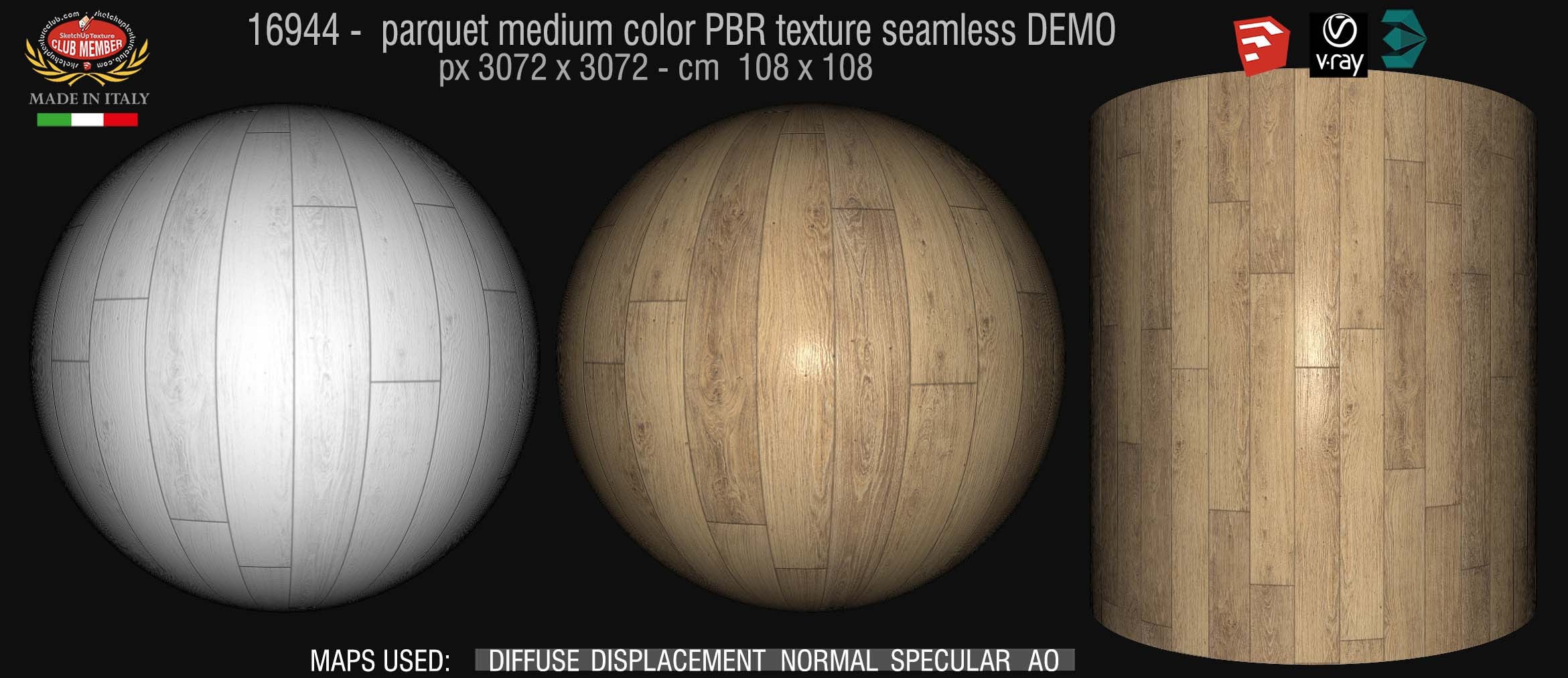 16944 parquet medium color PBR texture seamless DEMO