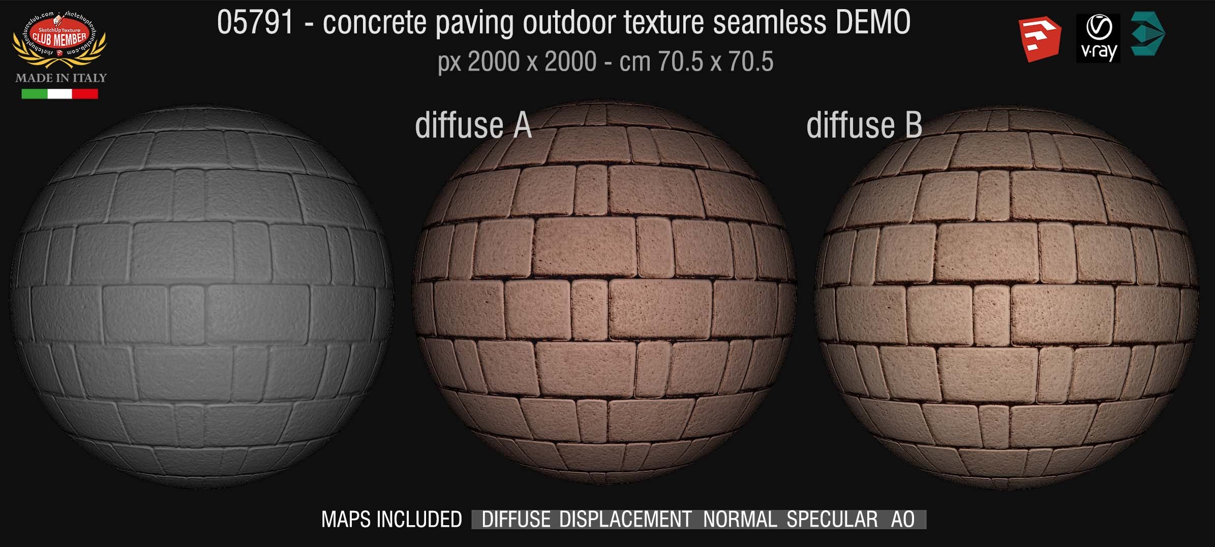 0571 HR Paving outdoor concrete regular block texture + maps DEMO