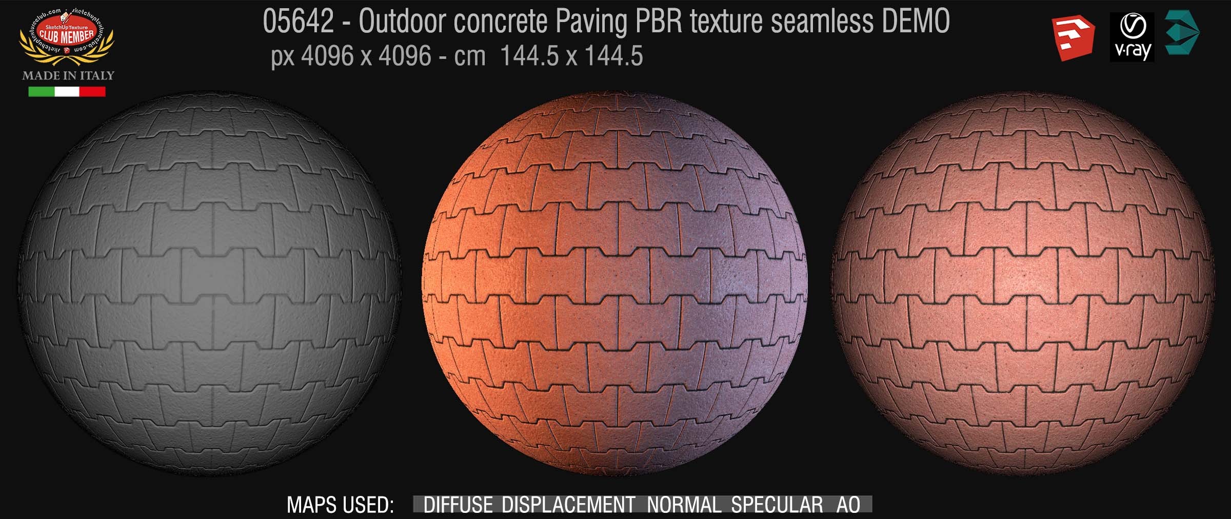 05642 Paving outdoor concrete regular block PBR texture seamless DEMO