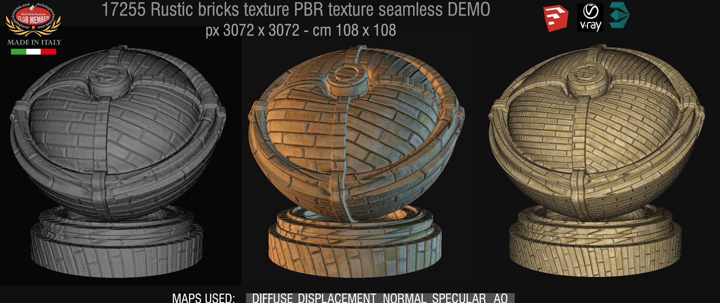17255 Rustic bricks PBR texture seamless DEMO