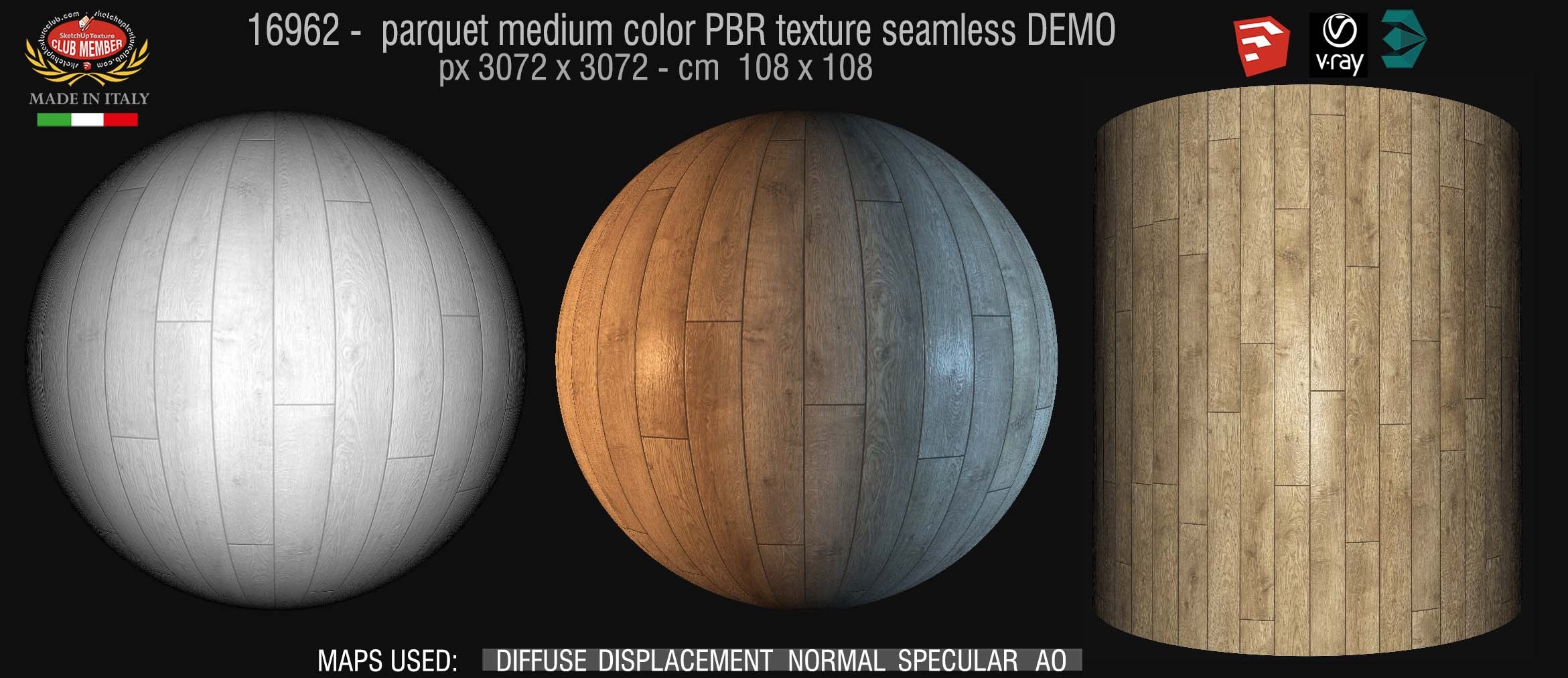16962 parquet medium color PBR texture seamless DEMO