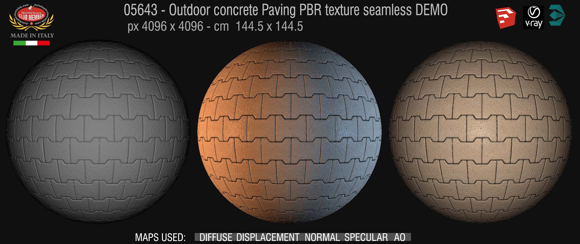 05643 Paving outdoor concrete regular block PBR texture seamless DEMO