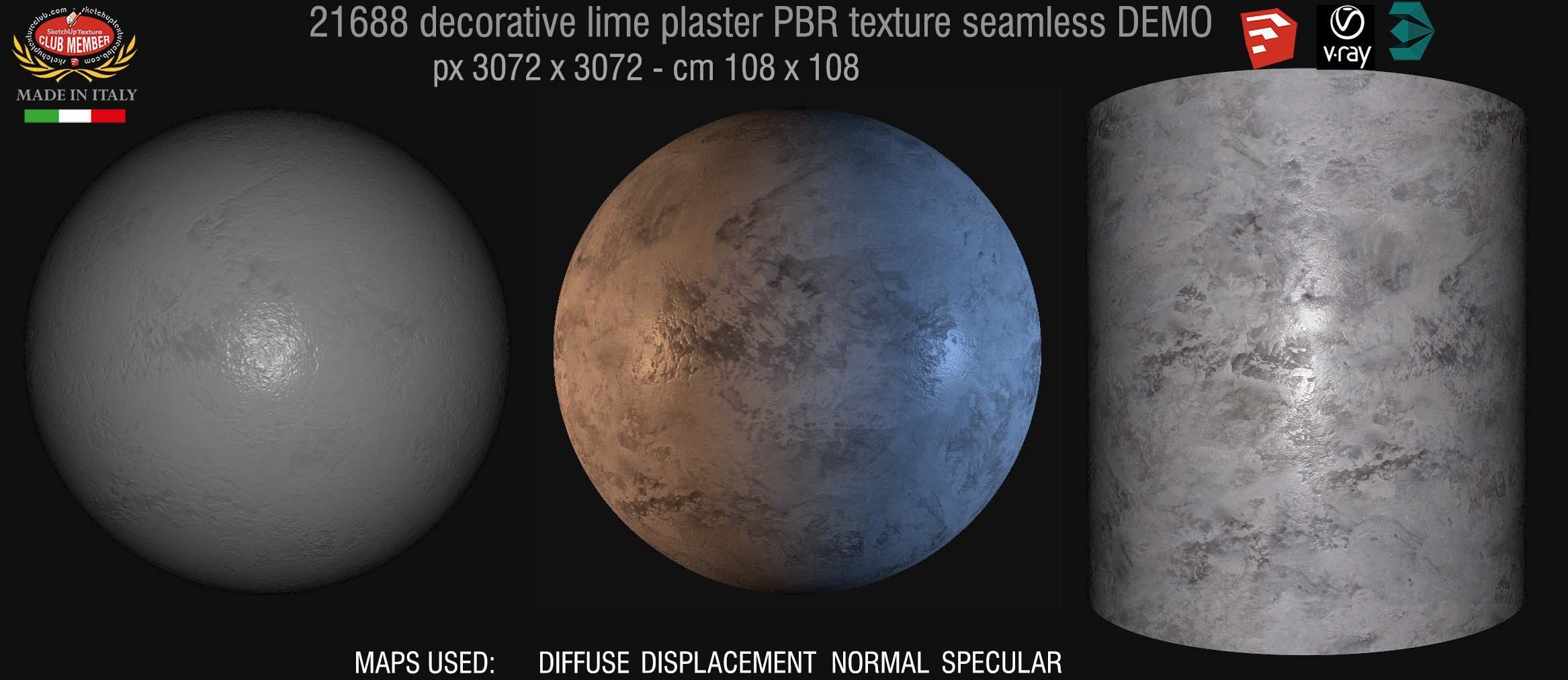 21688 decorative lime plaster PBR texture seamless DEMO