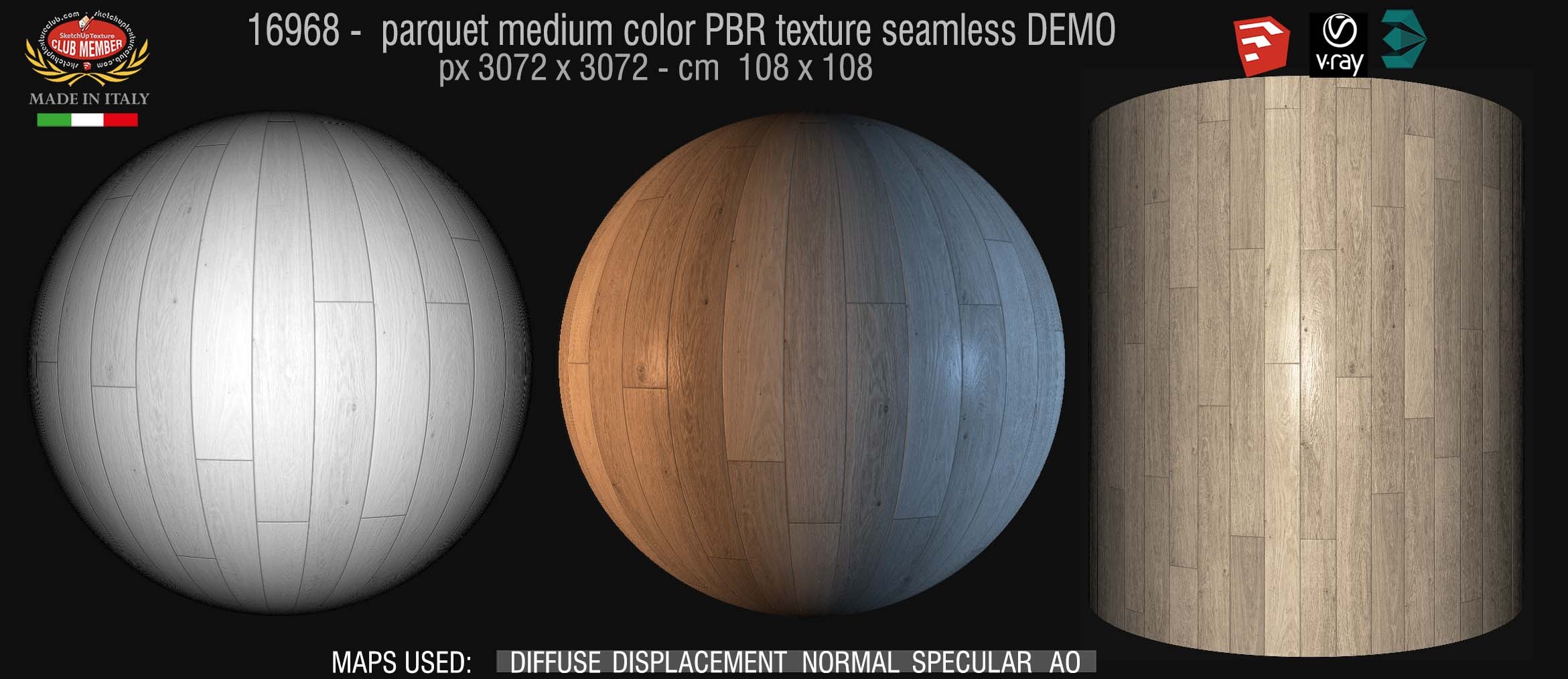 16968 parquet medium color PBR texture seamless DEMO
