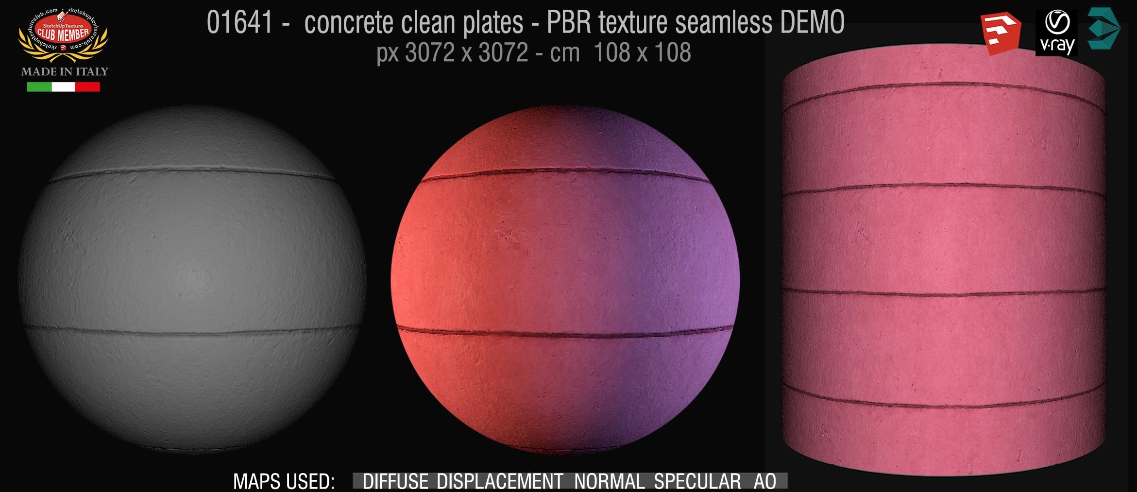 01641 concrete clean plates wall PBR texture seamless DEMO